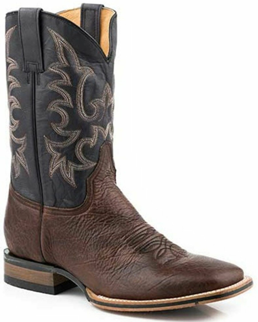 Boot * | Stetson Men'S Obadiah Oiled Bison Western Boots Wide Square Toe