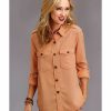 Jacket * | Stetson Women'S Apricot Lyocell Button-Front Tencel Shirt Jacket Orange