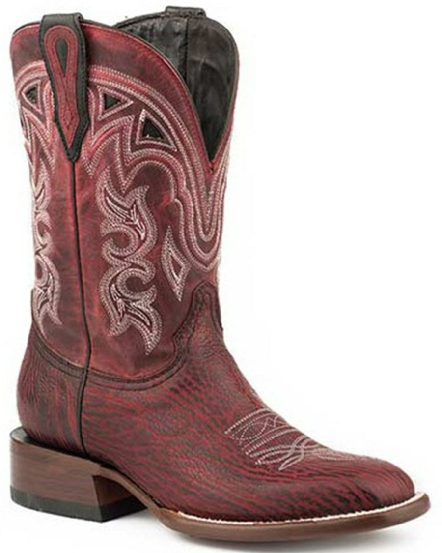 Boot * | Stetson Women'S Meadow Exotic Shark Boots Square Toe Black