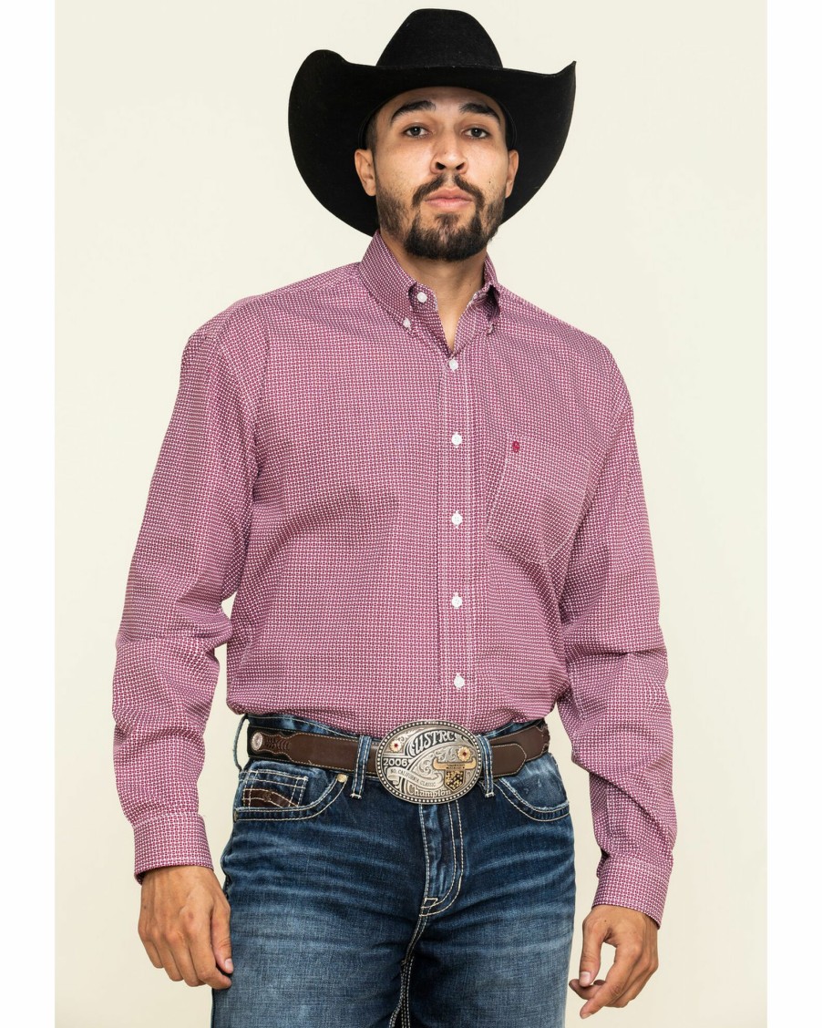 Shirt * | Stetson Men'S Coffee Bean Geo Print Button Long Sleeve Western Shirt