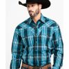 Shirt * | Stetson Men'S Teal Slate Plaid Long Sleeve Western Shirt