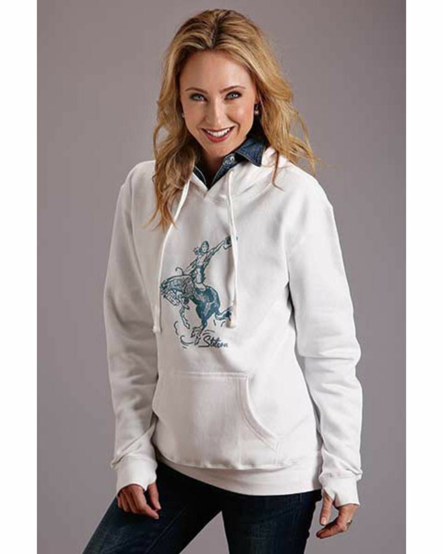 Sweatshirt * | Stetson Women'S Cowgirl Graphic Sweatshirt White