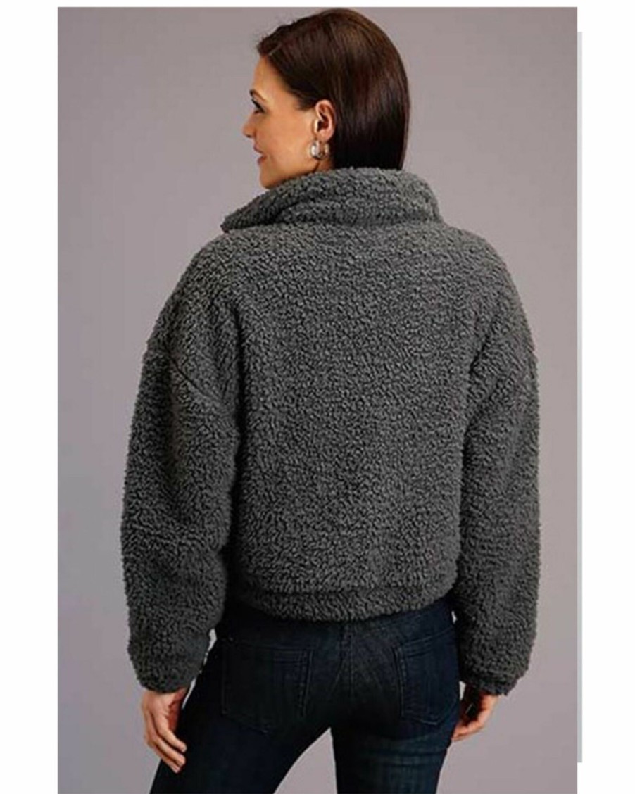 Jacket * | Stetson Women'S Fuzzy Fleece Jacket Charcoal