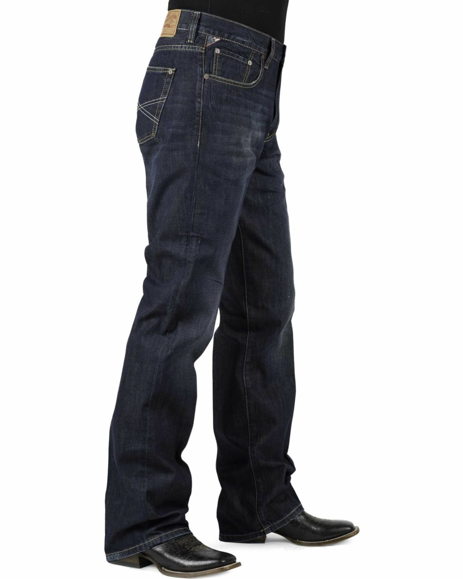 Jean * | Stetson Men'S 1312 Relaxed Fit Straight Leg Jeans With Flag Detail