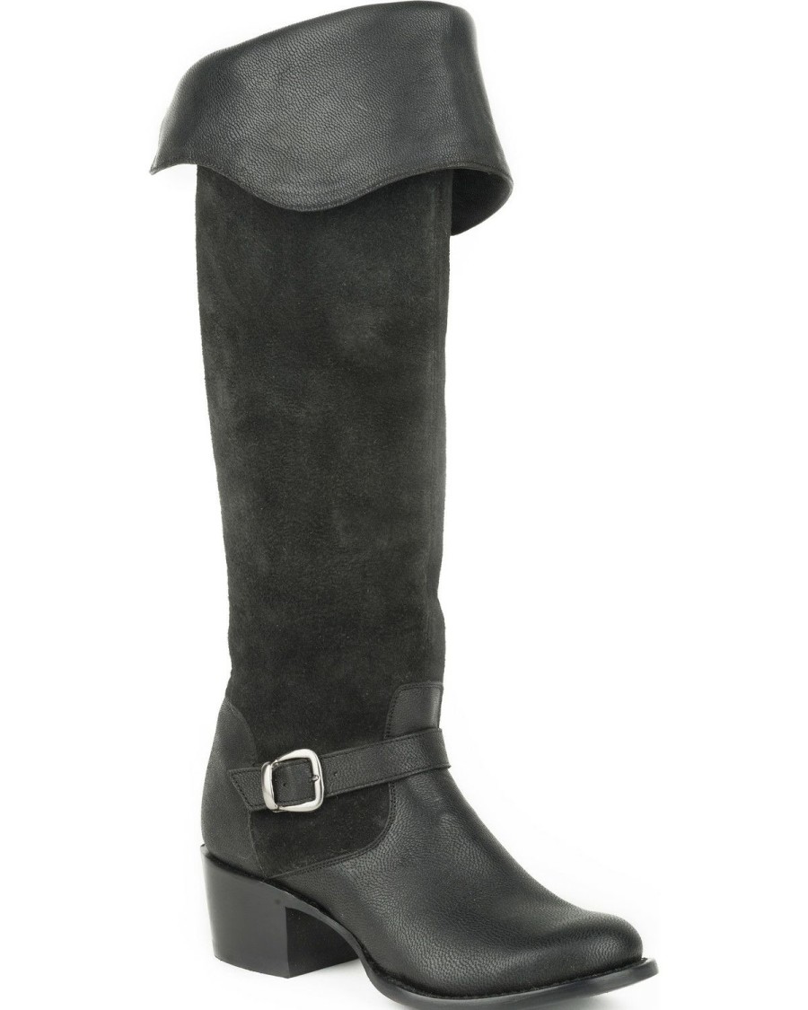 Boot * | Stetson Women'S Bianca Goat Over The Knee Riding Boots Round Toe Black