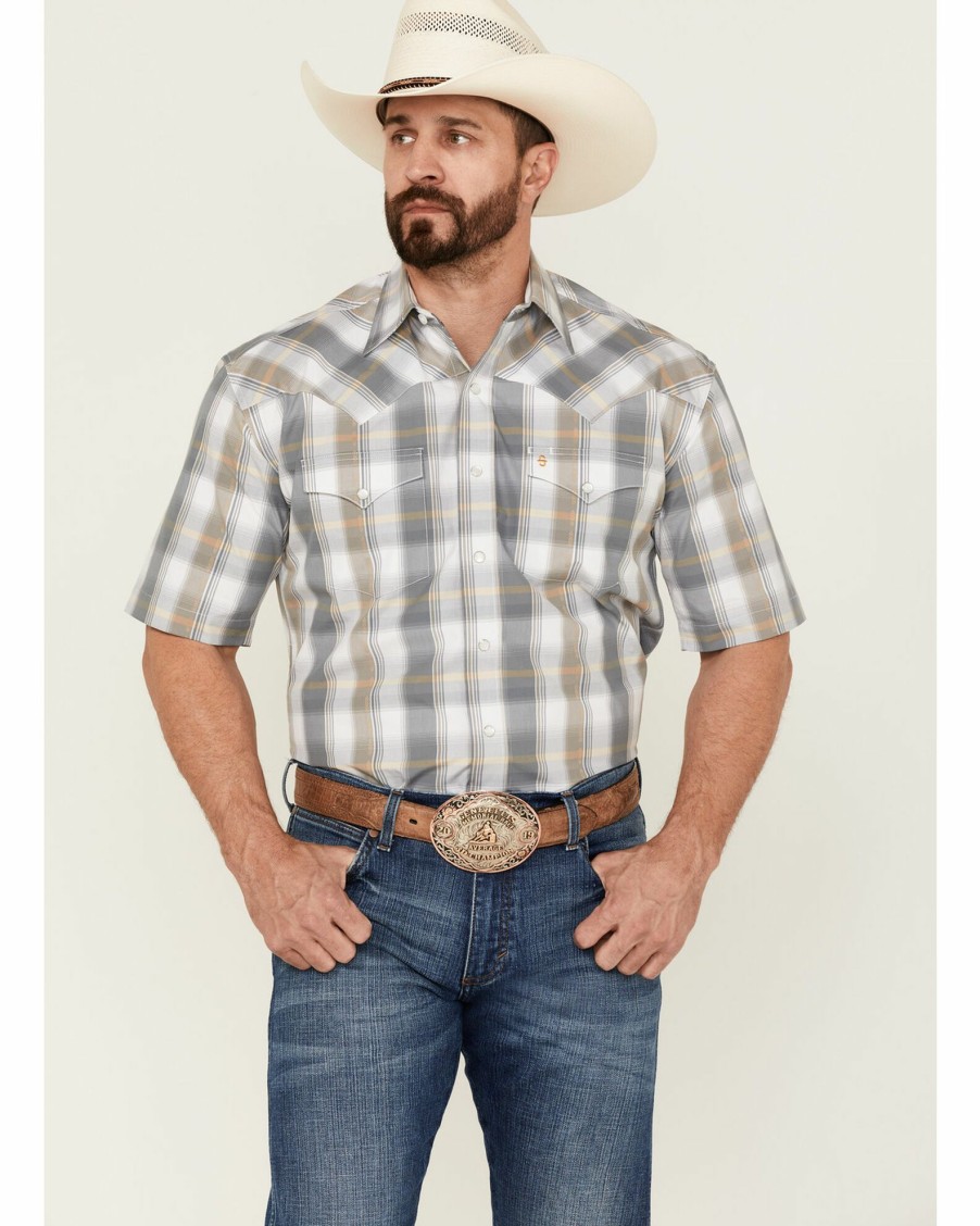 Shirt * | Stetson Men'S Gold Dust Dobby Plaid Short Sleeve Snap Western Shirt