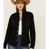 Shirt * | Stetson Women'S Desert Scene Embroidered Long Sleeve Snap Boyfriend Denim Shirt