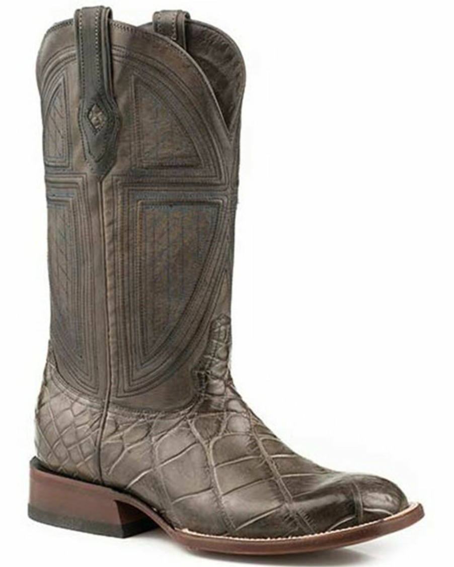 Boot * | Stetson Men'S Grator Alligator Vamp Exotic Western Boots Square Toe Grey