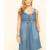 Dress * | Stetson Women'S Denim Ruffle Tank Dress Blue