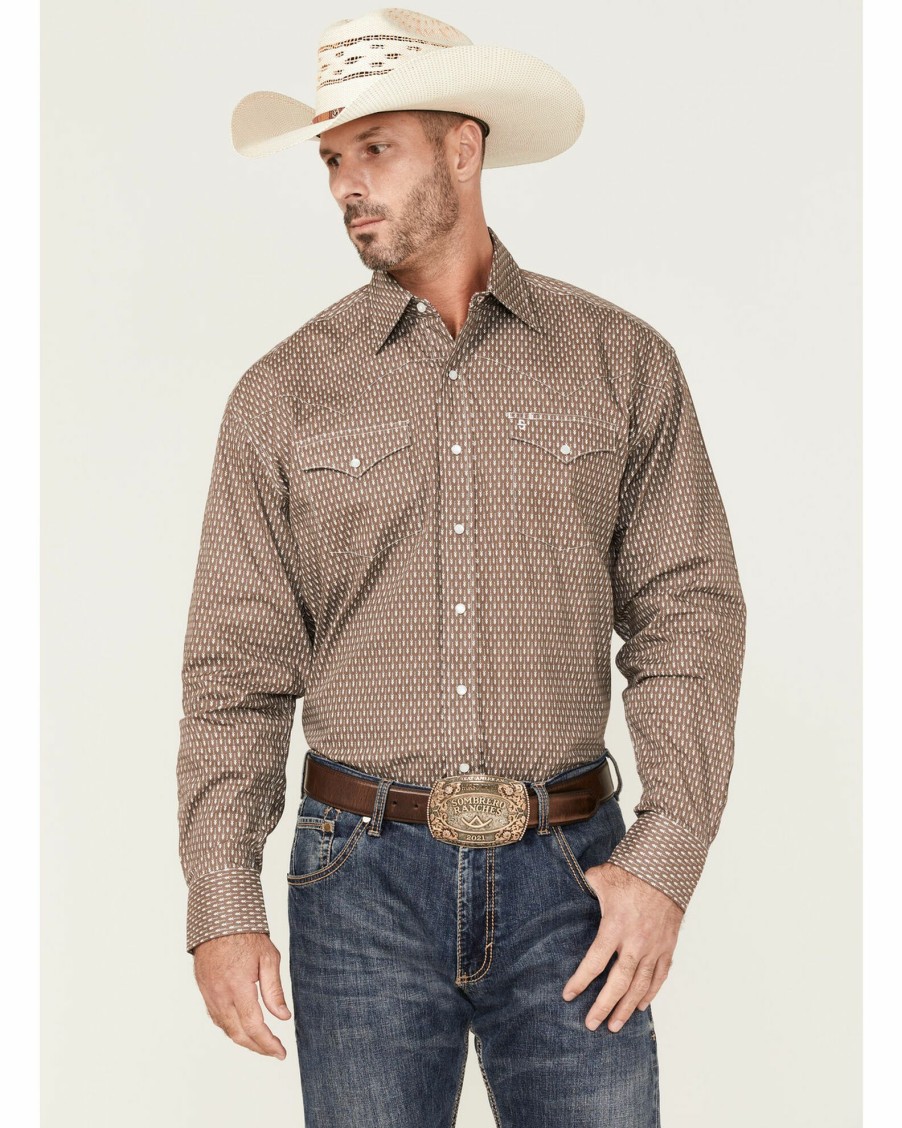 Shirt * | Stetson Men'S North Arrow Geo Print Long Sleeve Snap Western Shirt