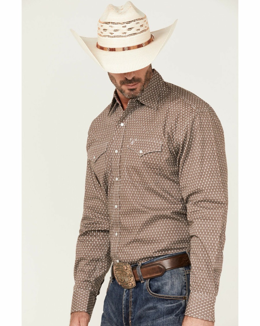 Shirt * | Stetson Men'S North Arrow Geo Print Long Sleeve Snap Western Shirt