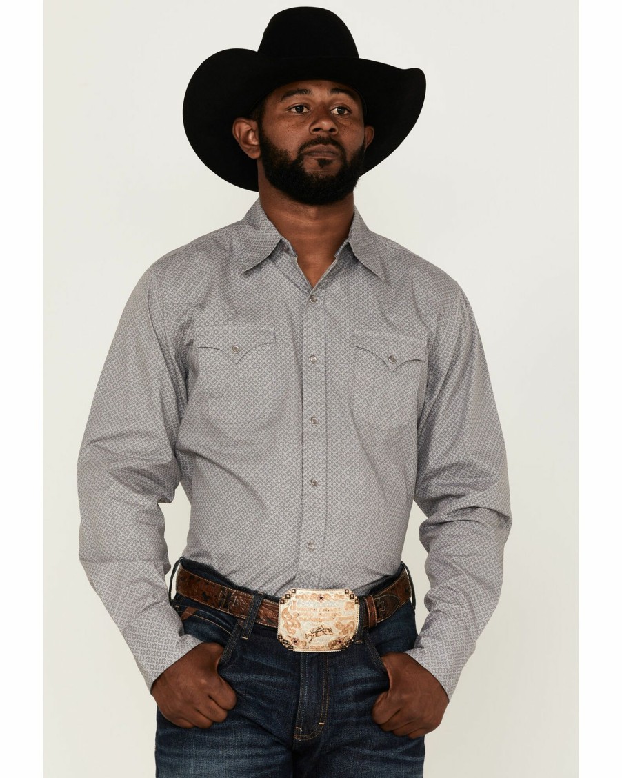 Shirt * | Stetson Men'S Original Rugged Ghost Geo Print Long Sleeve Snap Western Shirt