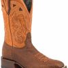 Boot * | Stetson Women'S Joplin Exotic Shark Western Boots Broad Square Toe Brown