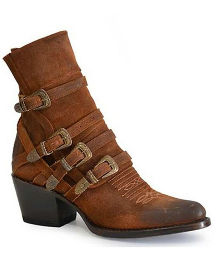 Boot * | Stetson Women'S Katie Western Booties Snip Toe Brown