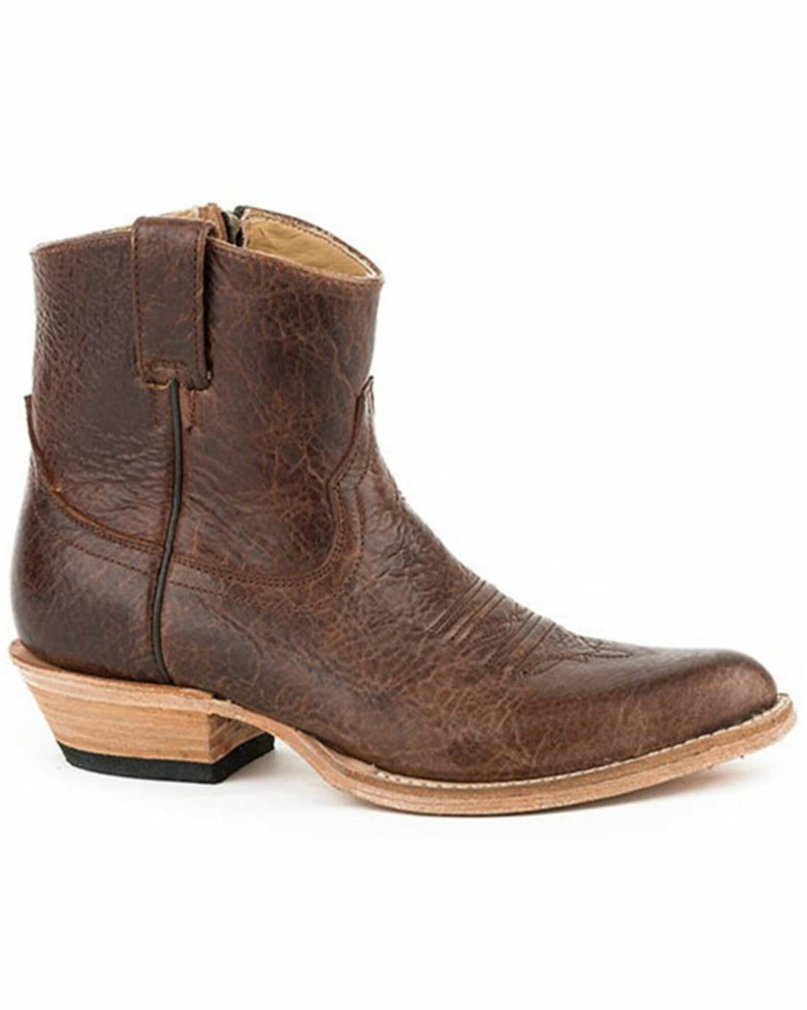 Boot * | Stetson Women'S Toni Bison Western Booties Snip Toe Brown