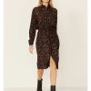 Dress * | Stetson Women'S Southwestern Print Belted Dres Brown