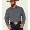 Shirt * | Stetson Men'S Diamond Geo Print Long Sleeve Snap Western Shirt Blue