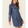 Dress * | Stetson Women'S Denim Southwestern Stripe Dress Blue