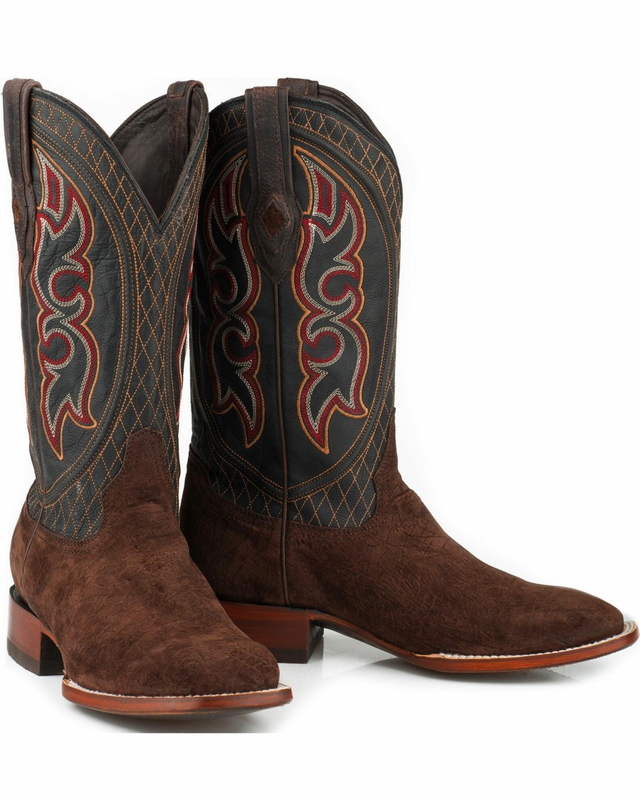 Boot * | Stetson Men'S Leather Hippo Boots Square Toe Brown