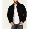 Jacket * | Stetson Men'S Distressed Leather Lined Snap-Front Jean Jacket Black