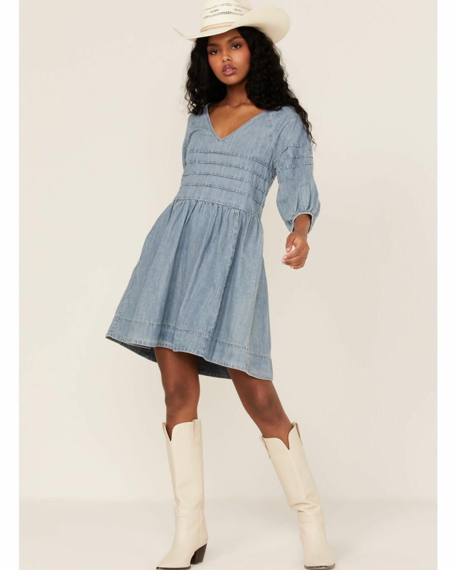 Dress * | Stetson Women'S Denim Pleat Top Dress Blue