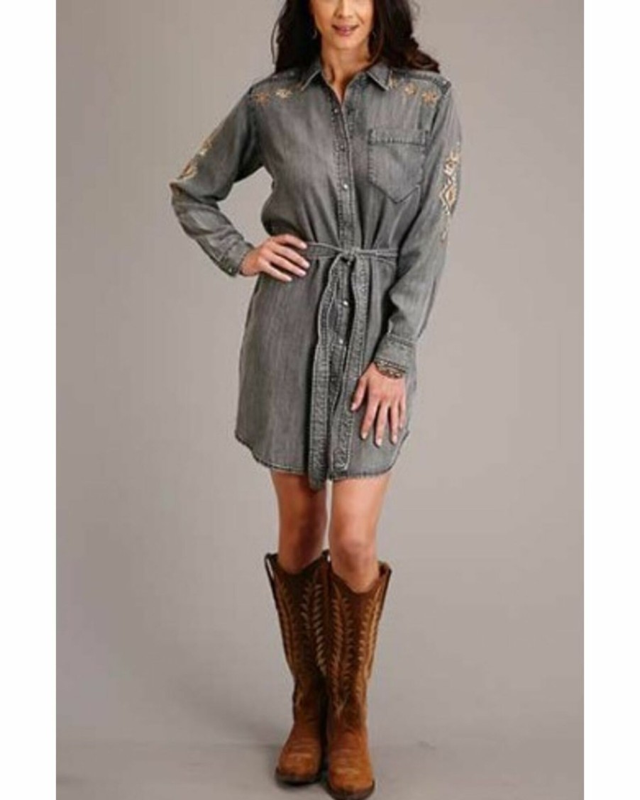 Dress * | Stetson Women'S Long Sleeve Shirt Dress Black