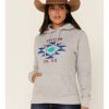 Sweatshirt * | Stetson Women'S Grey Southwestern Logo Fleece Pullover Hoodie