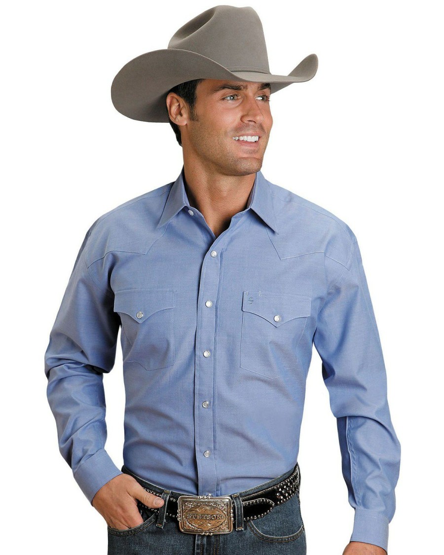 Shirt * | Stetson Men'S Solid Oxford Snap Long Sleeve Western Shirt