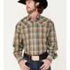 Shirt * | Stetson Men'S Ombre Plaid Print Long Sleeve Western Shirt