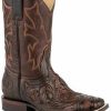 Boot * | Stetson Men'S Tooled Wicks Inlay Western Boots Broad Square Toe Brown