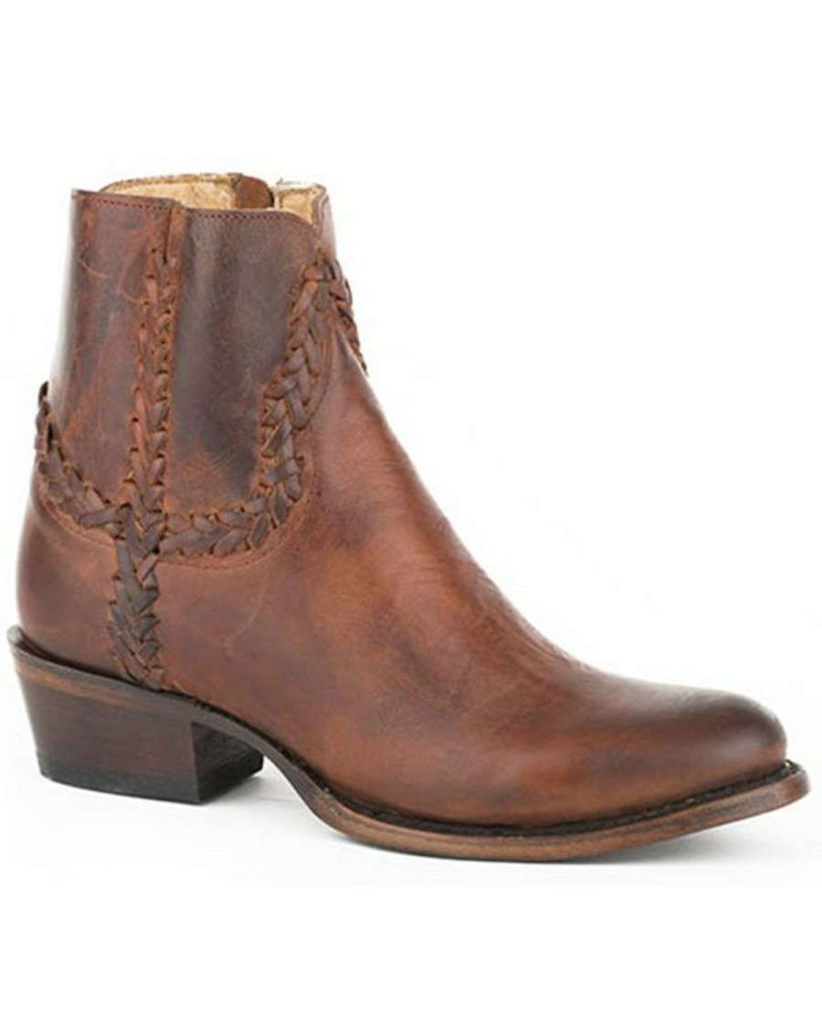 Boot * | Stetson Women'S Pixie Western Booties Round Toe Brown