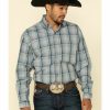 Shirt * | Stetson Men'S Sage Ombre Plaid Button Long Sleeve Western Shirt