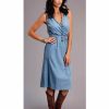 Dress * | Stetson Women'S Sleeveless Chambray Tencel Wrap Dress Blue