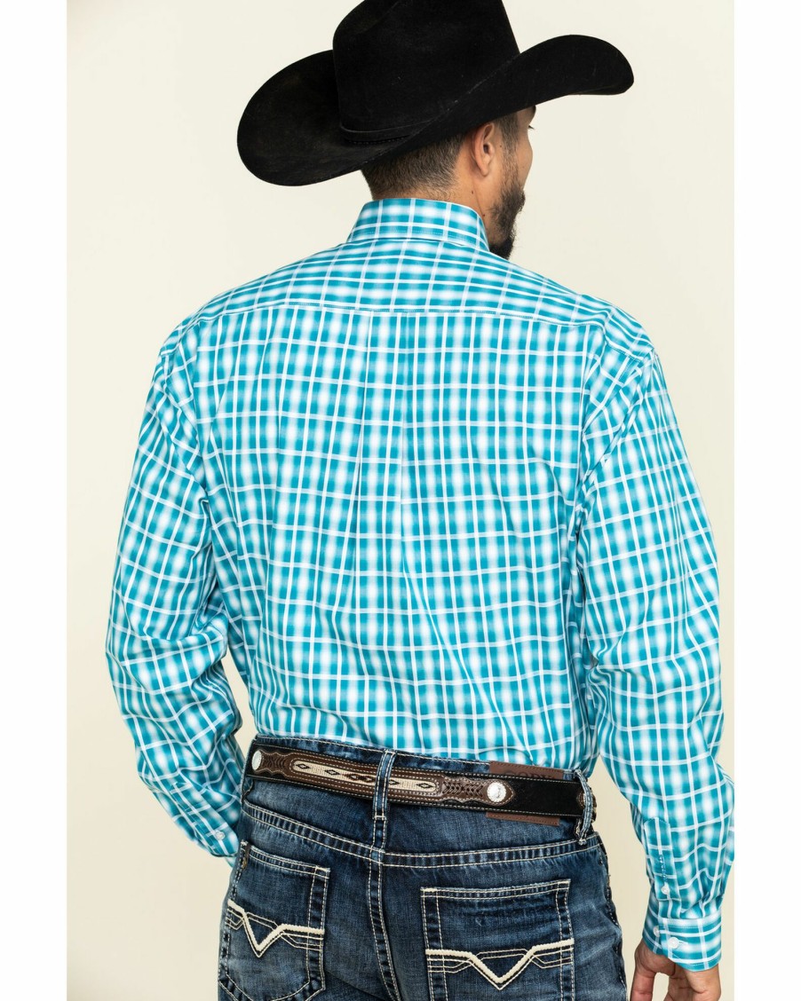 Shirt * | Stetson Men'S Cross Walk Ombre Plaid Button Long Sleeve Western Shirt