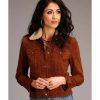 Jacket * | Stetson Women'S Tan Suede Shearling Jacket Brown