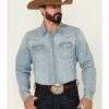 Shirt * | Stetson Men'S Light Blue Denim Long Sleeve Snap Western Shirt