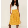 Skirt * | Stetson Women'S Southwestern Embroidered Prairie Style Midi Skirt Yellow