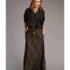 Skirt * | Stetson Women'S Rayon Challis Blanket Print Long Cut Skirt Brown