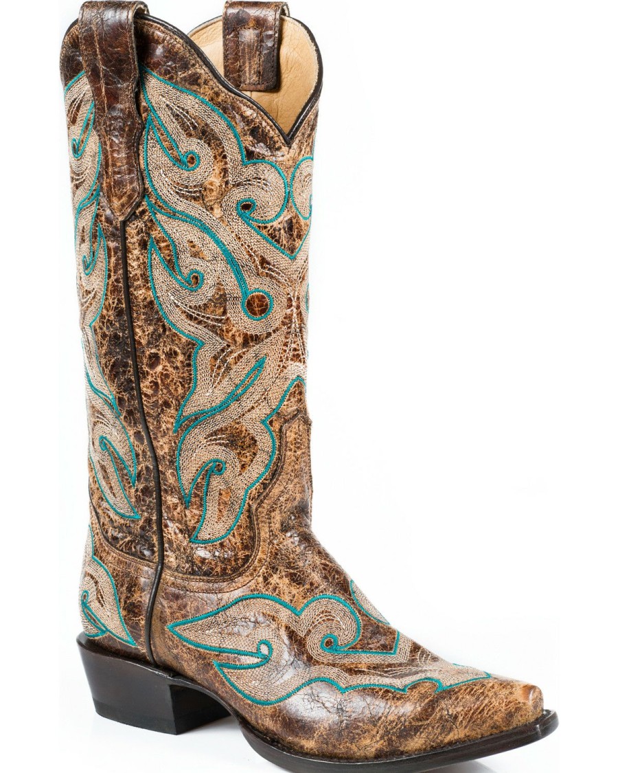 Boot * | Stetson Women'S Vintage Distressed Western Boots Brown