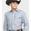 Shirt * | Stetson Men'S Striped Two Pocket Long Sleeve Western Shirt Grey