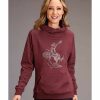 Sweatshirt * | Stetson Women'S Bucking Cowgirl Graphic Hoodie Maroon