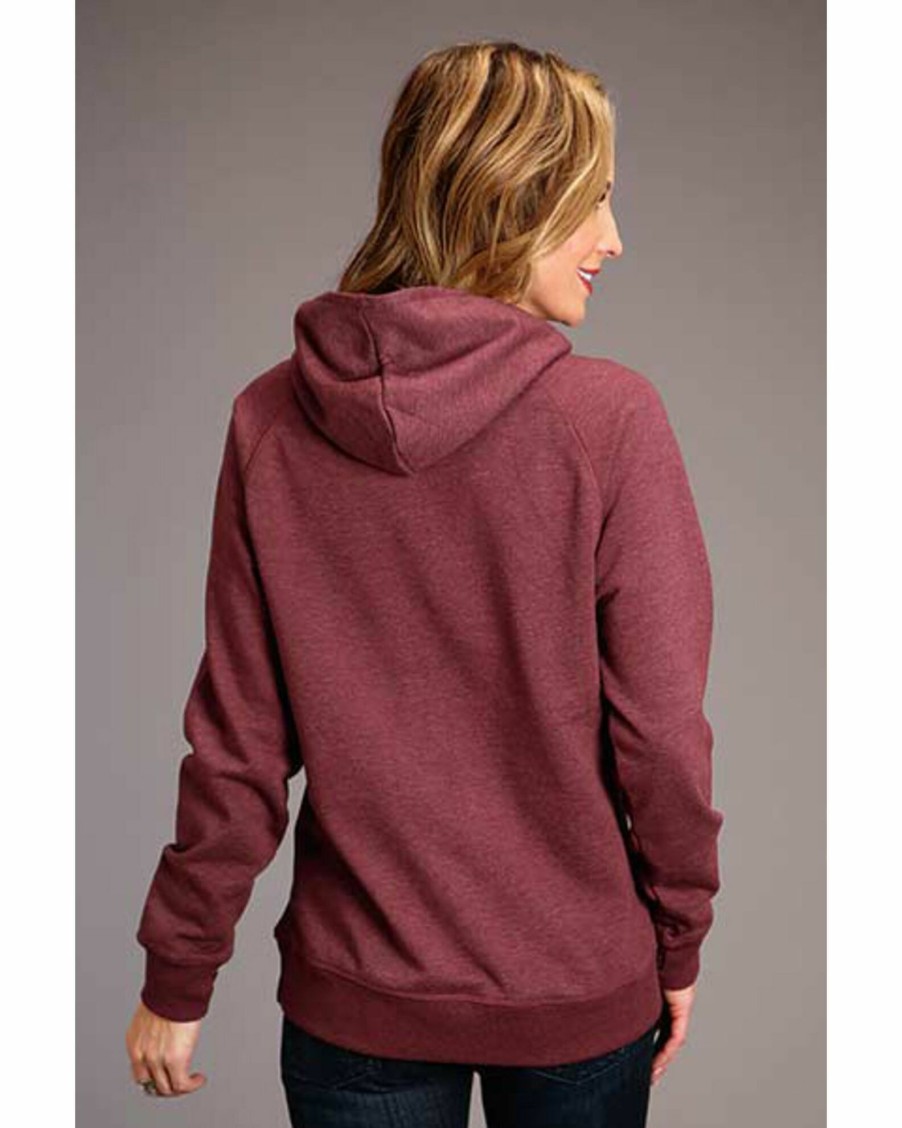 Sweatshirt * | Stetson Women'S Bucking Cowgirl Graphic Hoodie Maroon