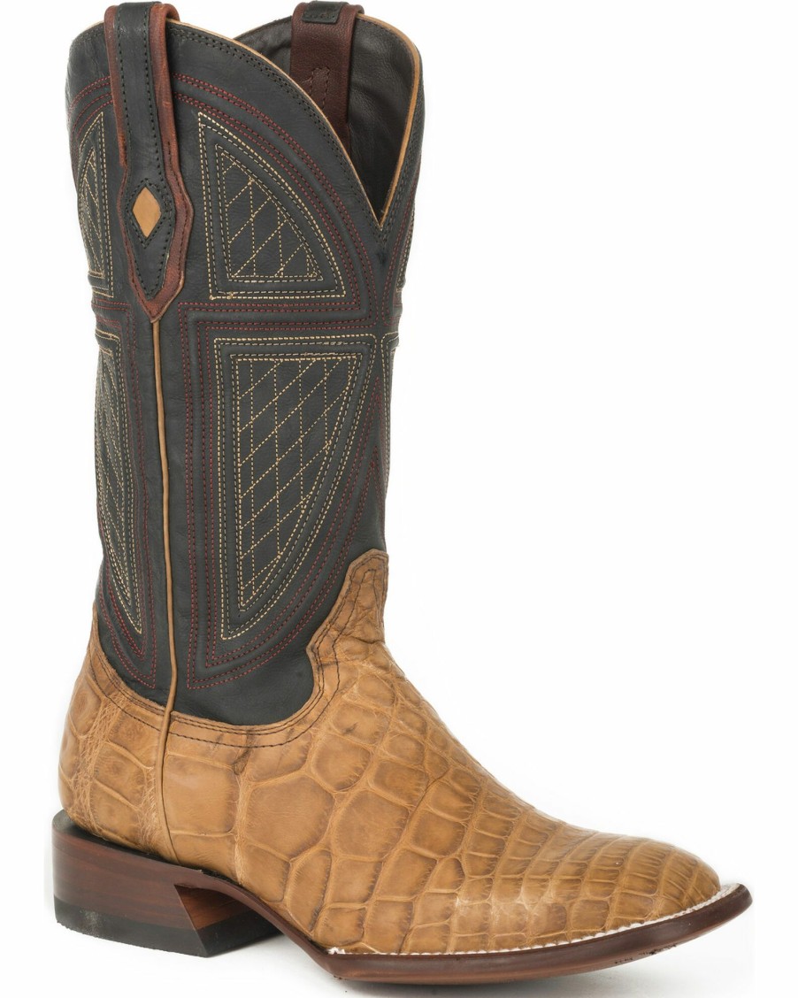 Boot * | Stetson Men'S Tan Honey Alligator Western Boots Square Toe