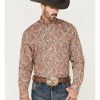 Shirt * | Stetson Men'S Paisley Print Long Sleeve Button-Down Western Shirt Red