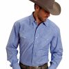 Shirt * | Stetson Men'S Two Pocket Striped Western Snap Shirt Blue