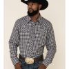 Shirt * | Stetson Men'S Original Rugged Ombre Check Twill Plaid Long Sleeve Western Shirt Burgundy