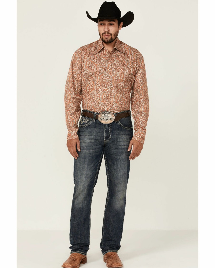 Shirt * | Stetson Men'S Dusty Trail Paisley Print Long Sleeve Snap Western Shirt