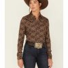 Shirt * | Stetson Women'S Prairie Floral Print Long Sleeve Snap Western Shirt Brown