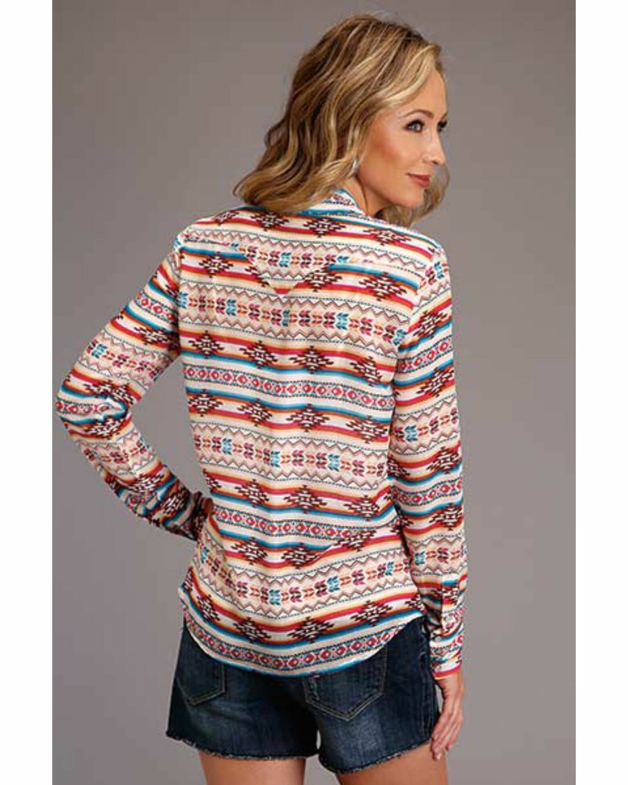 Shirt * | Stetson Women'S Southwestern Print Long Sleeve Western Blouse Shirt Multi