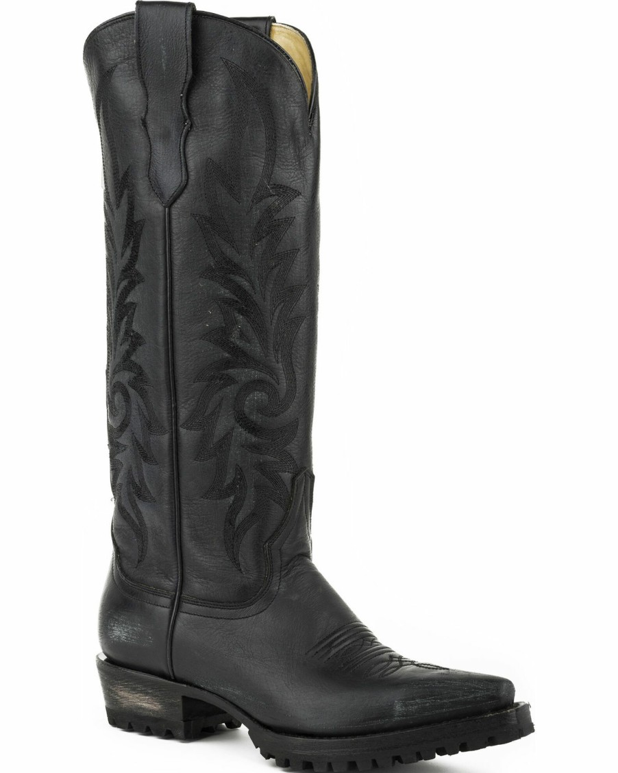 Boot * | Stetson Women'S Lucy Lug Sole Western Boots Snip Toe Black